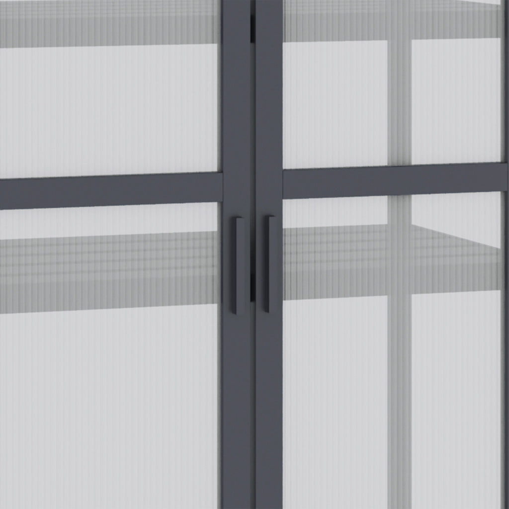 Outsunny kas met 3 planken, massief hout, behuizing van polycarbonaat, grijs, 70,5 x 42 x 132 cm