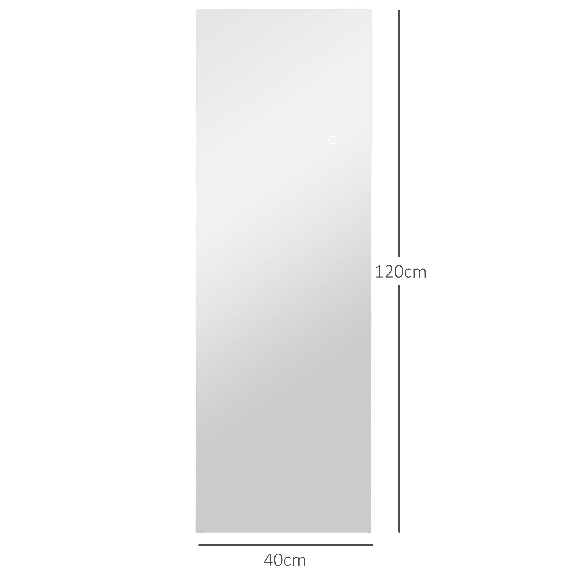HOMCOM LED Volledige lichaamsspiegel, dimbaar, randloos, Touch-bediening, 40 x 120 cm