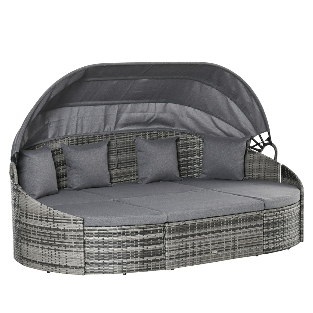 Outsunny rotan zonne-eiland 4-delig 230 cm x 145 cm x 80 cm