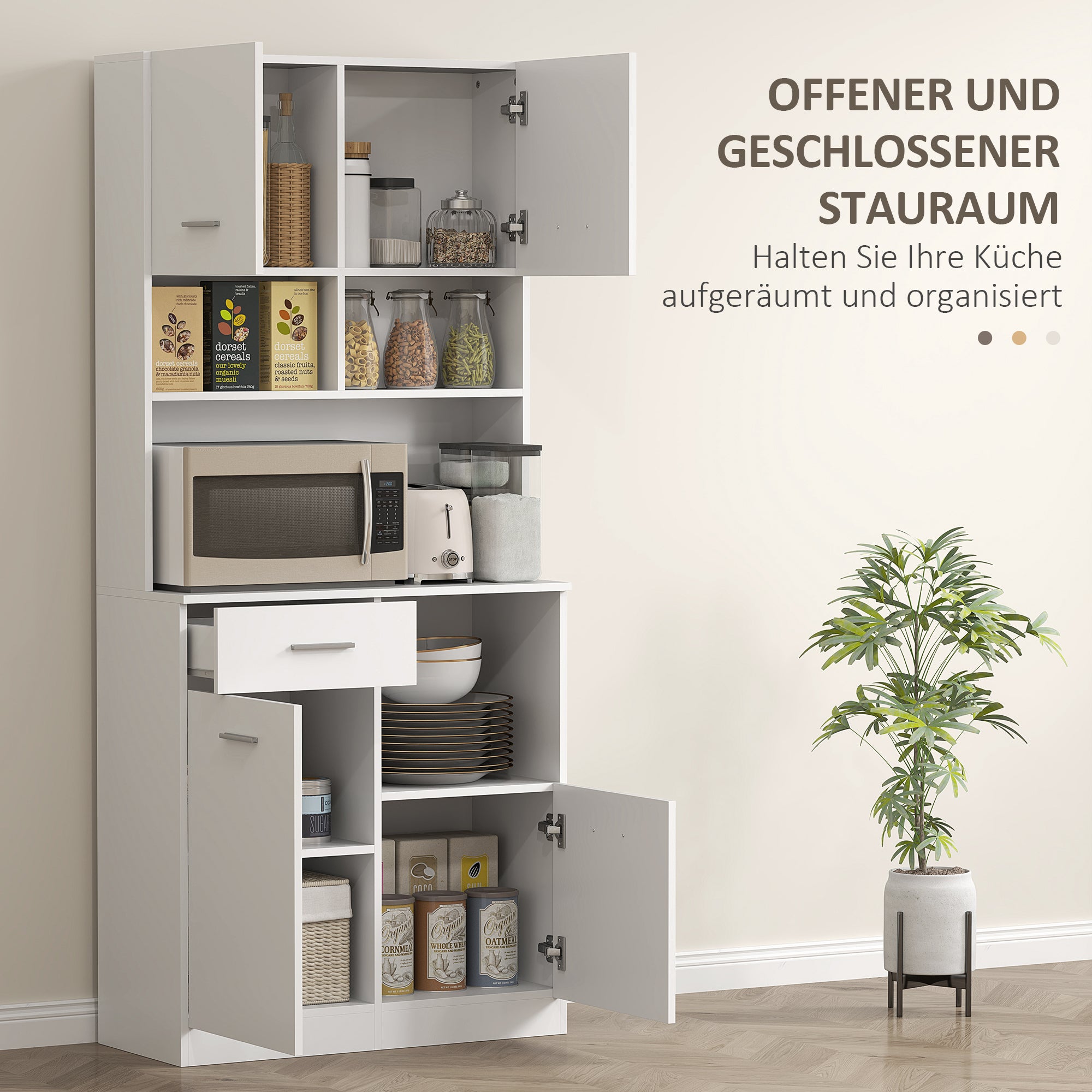 HOMCOM Buffetkast met Lade, Soft-Close Deuren, 80 x 35 x 180 cm - Wit
