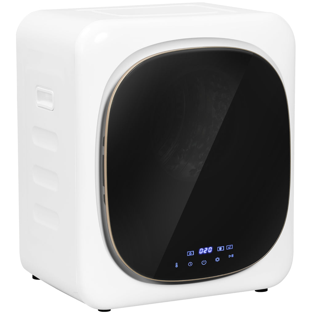 HOMCOM Wasdroger met UV-Desinfectie, Compact Ontwerp, 4 kg Capaciteit, Roestvrijstaal, Wit