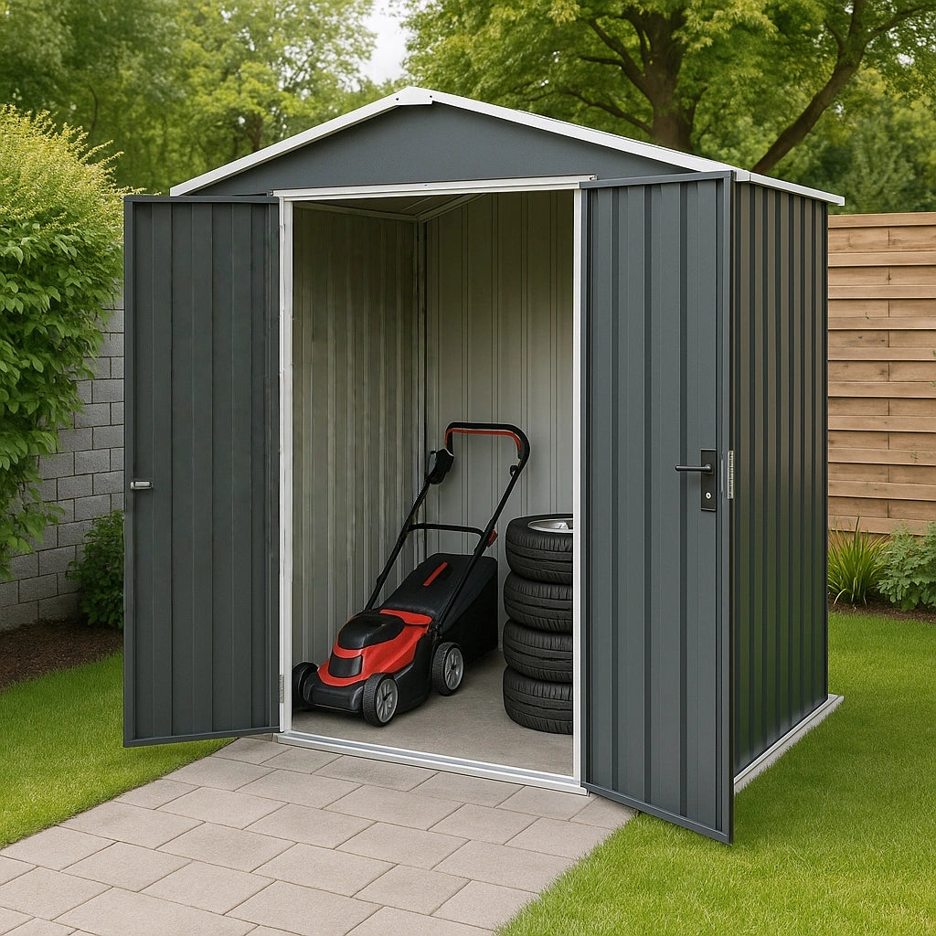 Haveskur gr stl udendrs opbevaring 215x150x222 cm