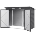 Outsunny Stalen tuinschuurtje, Geräteschuppen, Dubbele Deuren, 249B x 121D x 166/183H cm, Grijs