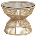 Outsunny Buitentafel Bijzettafel Tuinmeubel Rattan Bijzettafel, Glazen Blad, PE-Rattan, 60 cm x 60 cm x 50 cm, Natuurlijk