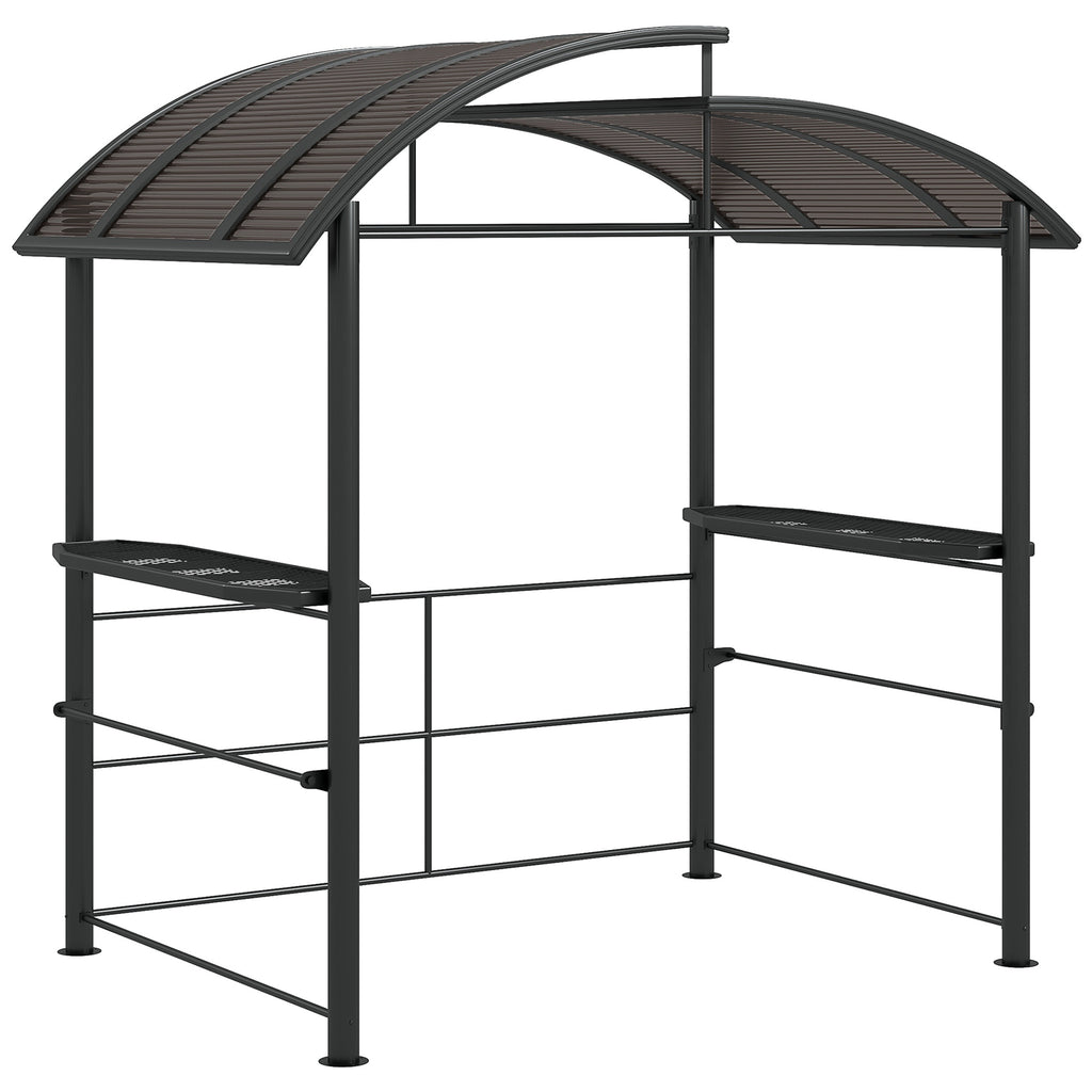 Outsunny Grillpaviljoen Grilldak Grillprieel, weerbestendig, 240 cm x 150 cm x 230 cm, Geelbruin + Donkergrijs
