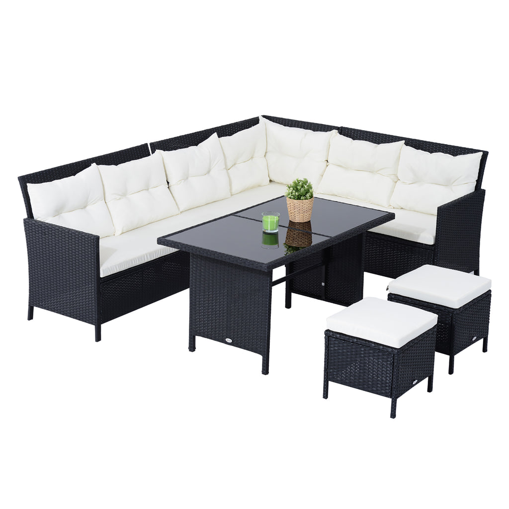 Outsunny 18-delige poly-rotan zitgroep bankstel tuinset fauteuil krukkenset
