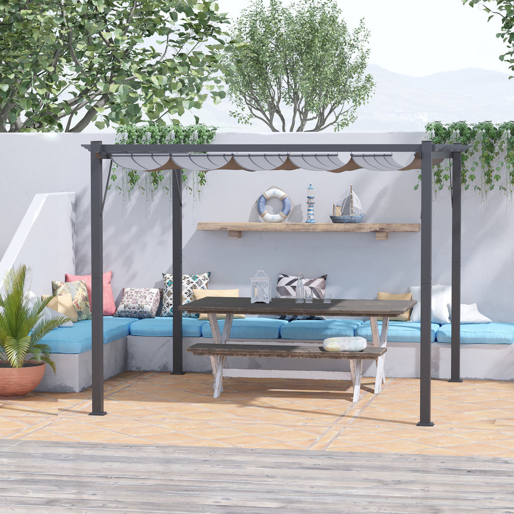 Outsunny Pergola Aluminium 3x3m voor Tuin, Grijs