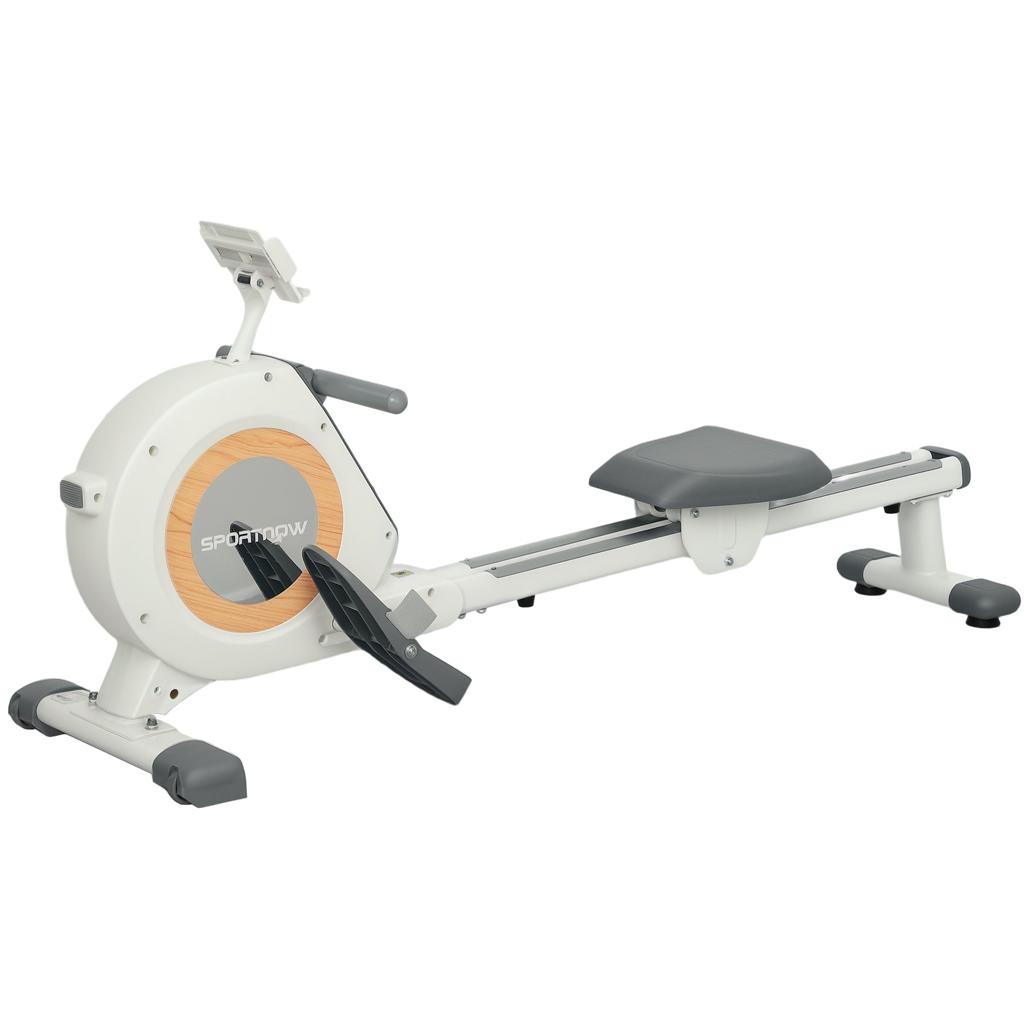 SPORTNOW Roeiapparaat met 16 verstelbare niveaus, LCD-monitor en mobiele telefoonhouder, voor thuisfitness, 150 kg belastbaar