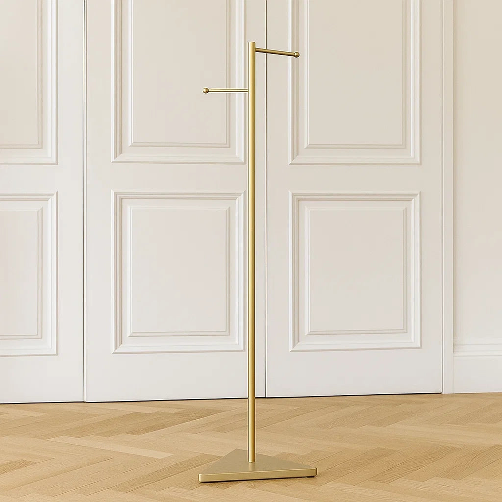 Fritstende knagerkke, guld, metal, egnet til sovevrelse, 45x45x170cm