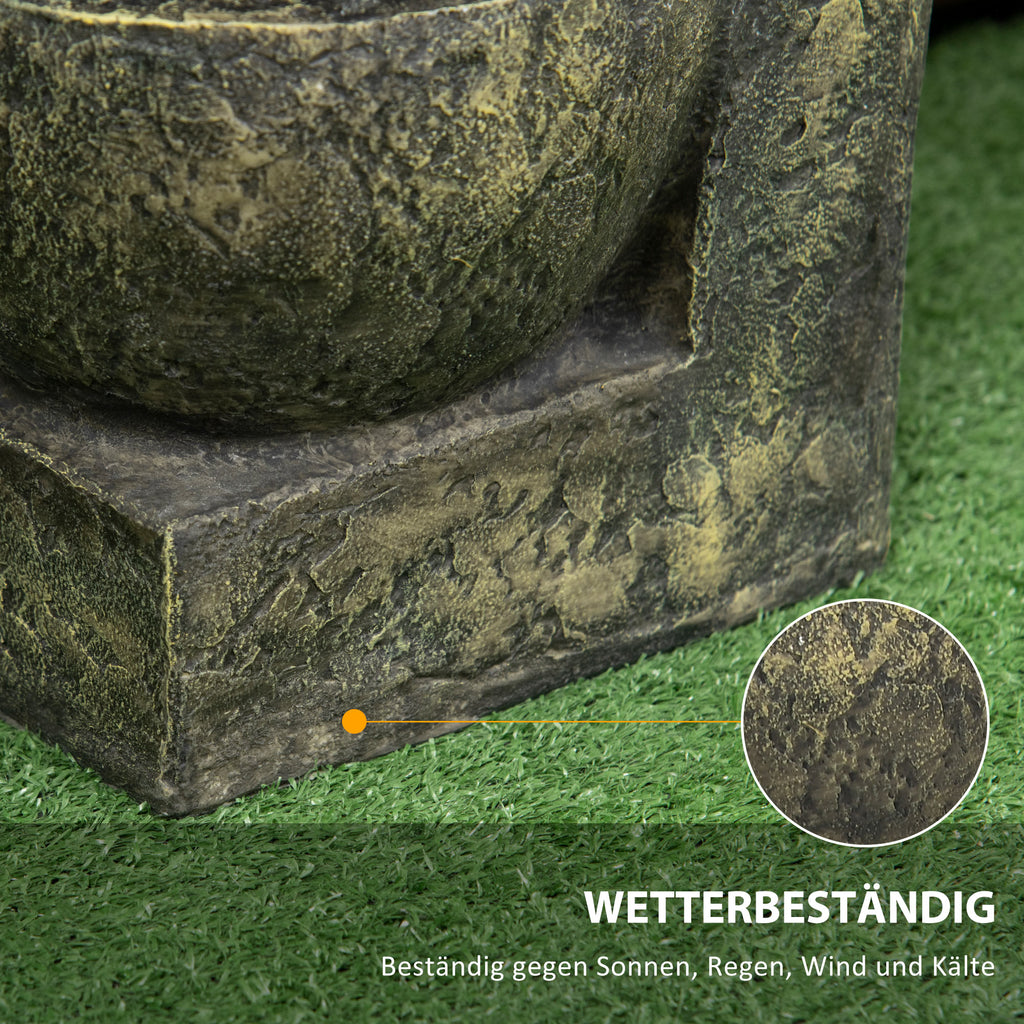 Outsunny Tuin fontein 25x24x60 cm, verstelbare stroom, 60 cm hoog, zwart