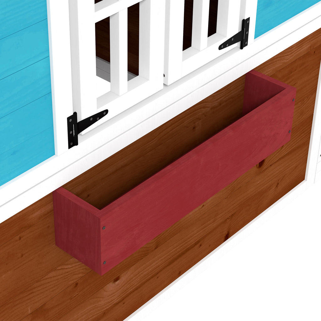 Outsunny Kinderspeelhuis van hout voor buiten, met ramen, bloempotten, ideaal voor kinderen van 3-8 jaar, Blauw
