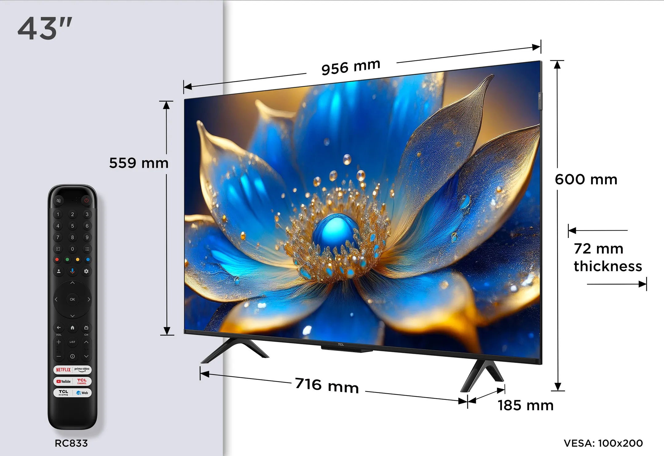 TCL QLED 4K TV 43P79K (2025) - 43 inch