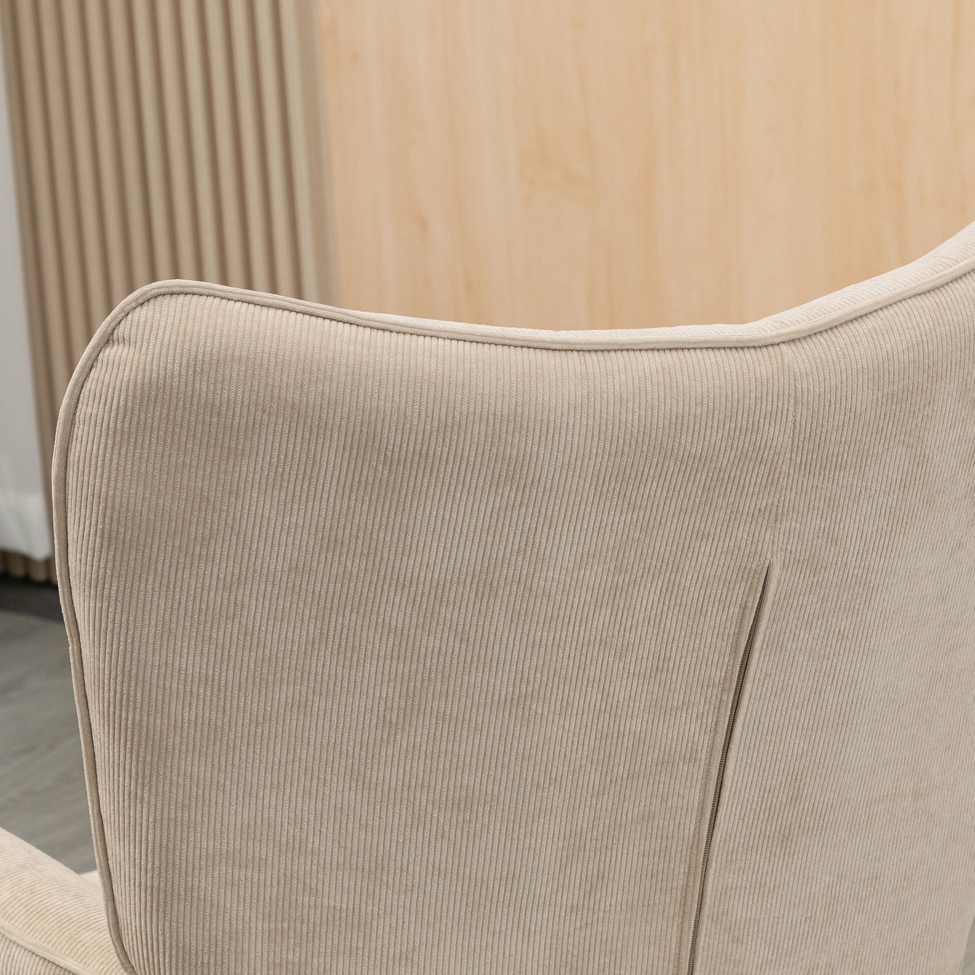 HOMCOM Fauteuil met Scandinavisch accent, voetenbank, fauteuilset, beukenhout, corduroy-look, beige