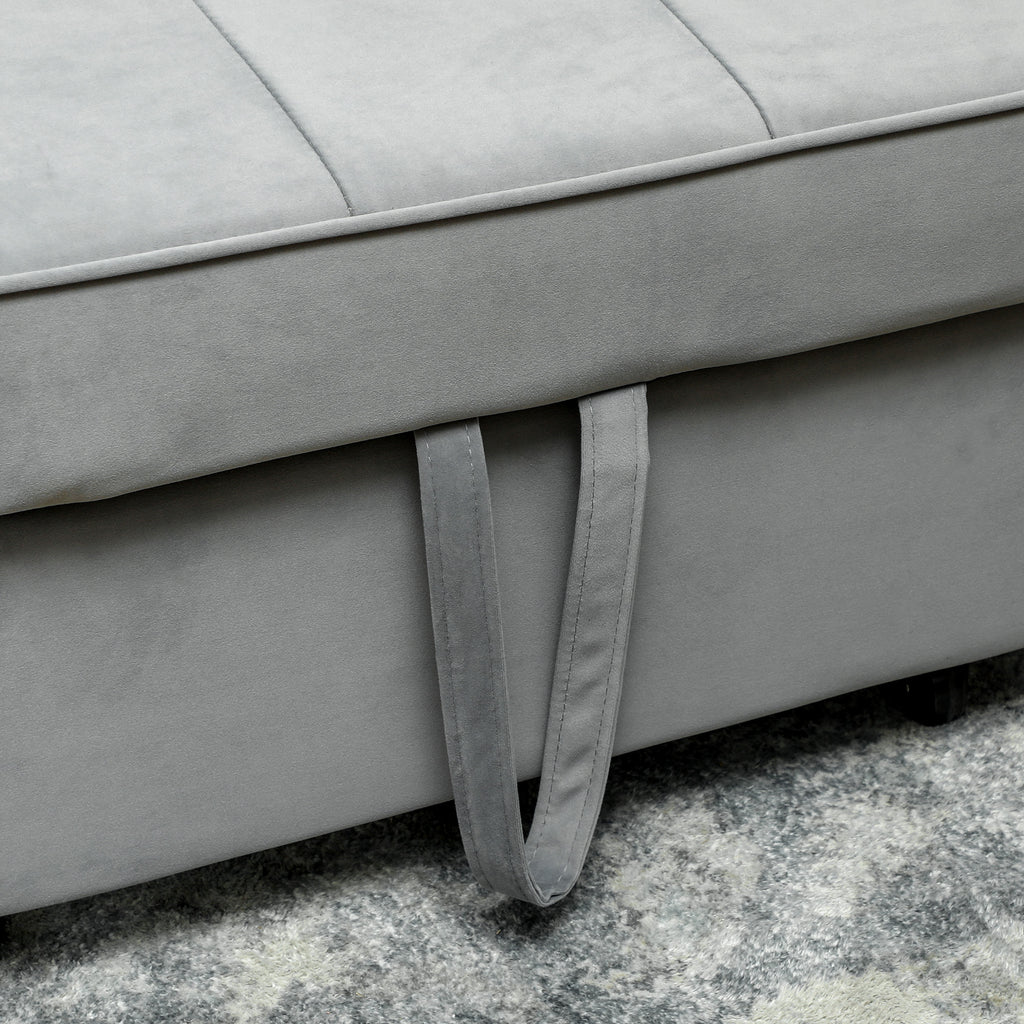 HOMCOM 4-in-1 Sofa, Verstelbare Bank, Bedbank, met Kussens, Stoffen Bekleding, voor Woonkamer, Slaapkamer, Grijs