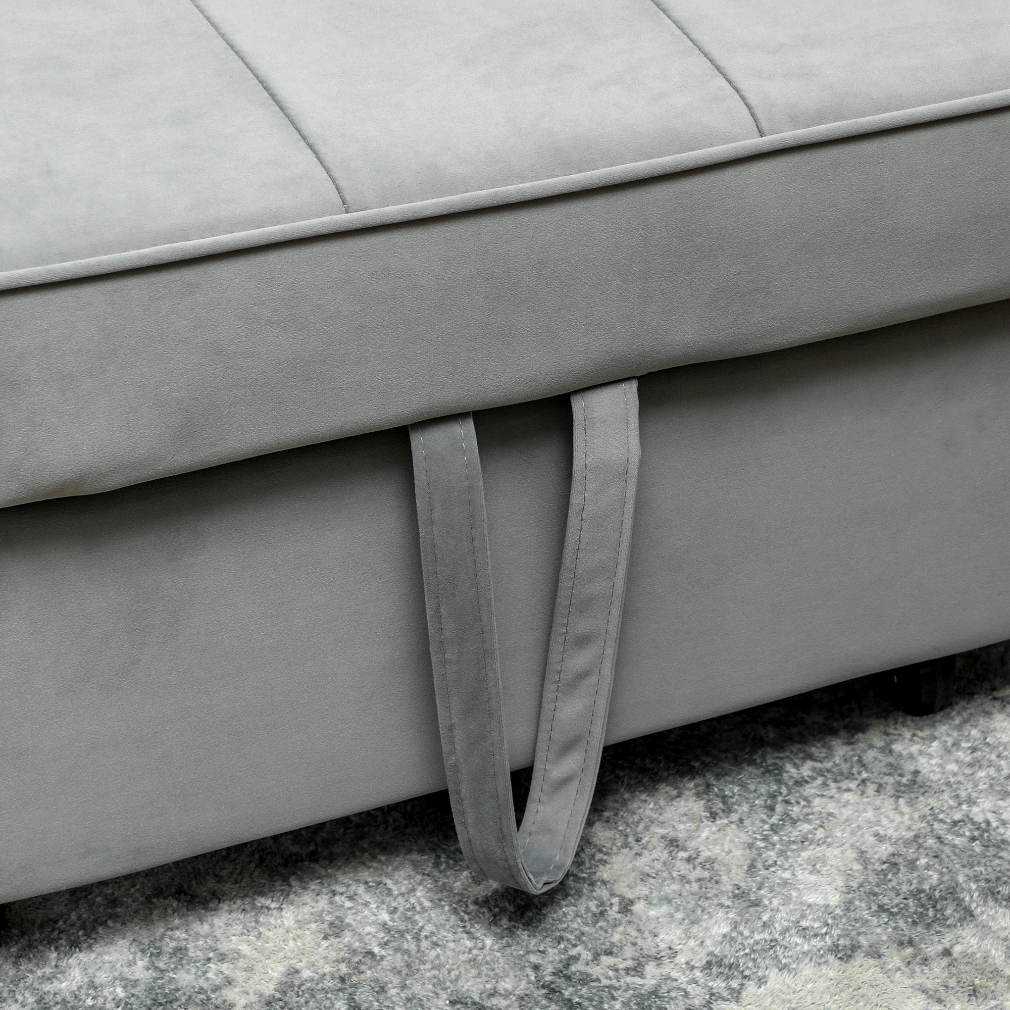 HOMCOM 4-in-1 Sofa, Verstelbare Bank, Bedbank, met Kussens, Stoffen Bekleding, voor Woonkamer, Slaapkamer, Grijs