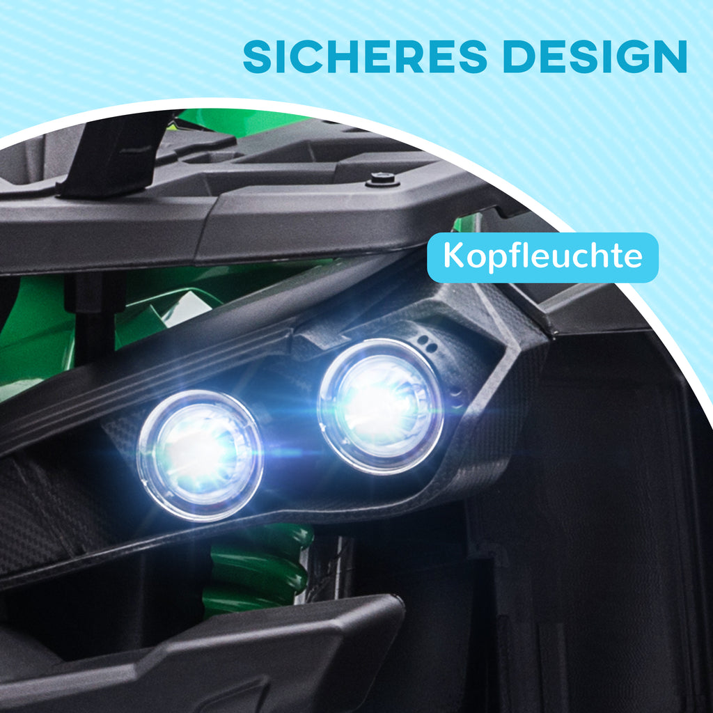 HOMCOM Elektrisch Kinderquad met Licht & Muziekaansluiting, 3-8 km/u, Voor 3-5 Jaar, Groen