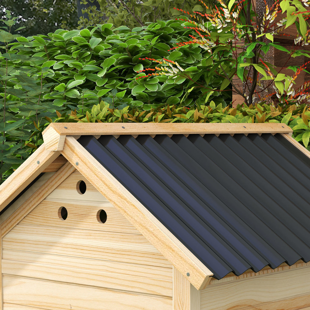 PawHut Entenhaus Eendenhok Kleindierenhok, weerbestendig, 2 ingangen, 2 hellingen, 78 x 90 x 92 cm, 'Natuur + Zwart'