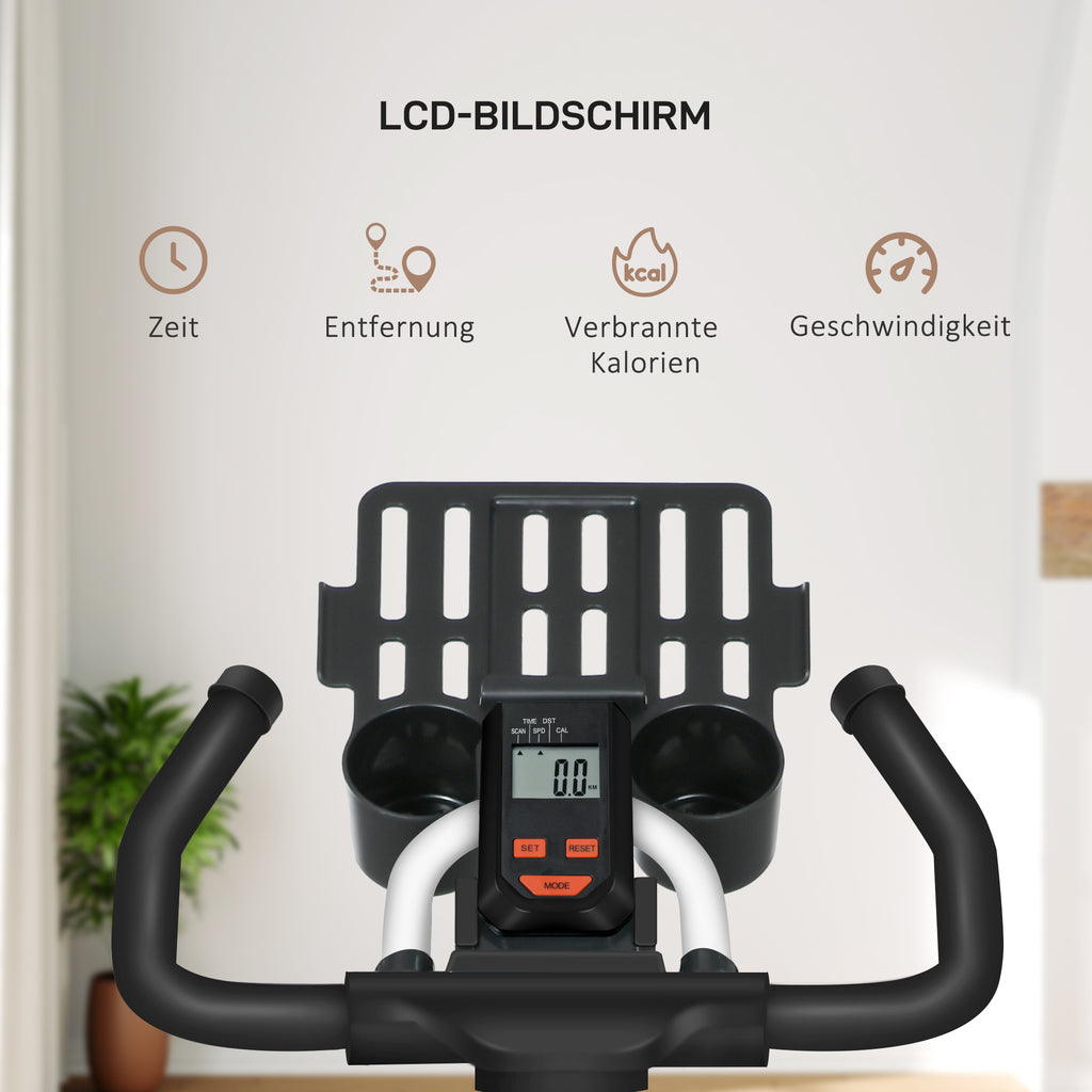 HOMCOM Ergometer, Verstelbare Weerstand, tot 120 kg, Staal, L103xB53xH100-114cm, Wit/Zwart