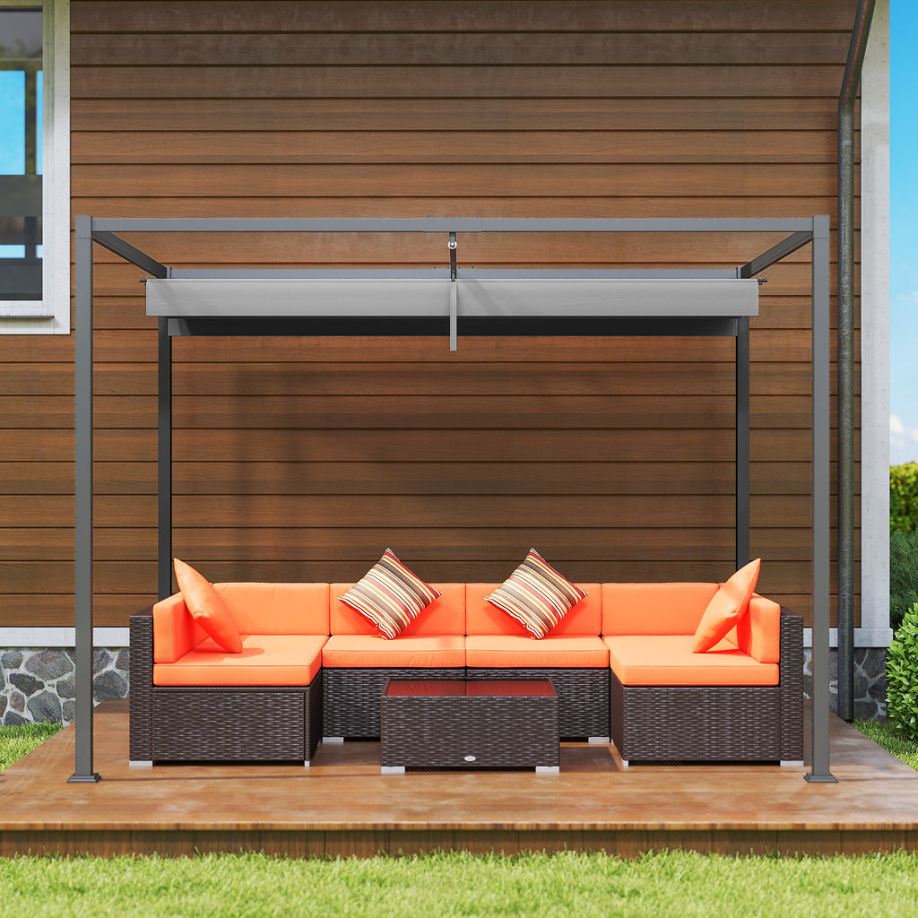 Outsunny Pergola Zonwering 300x200 cm, UV- en Waterbestendig, Grijs