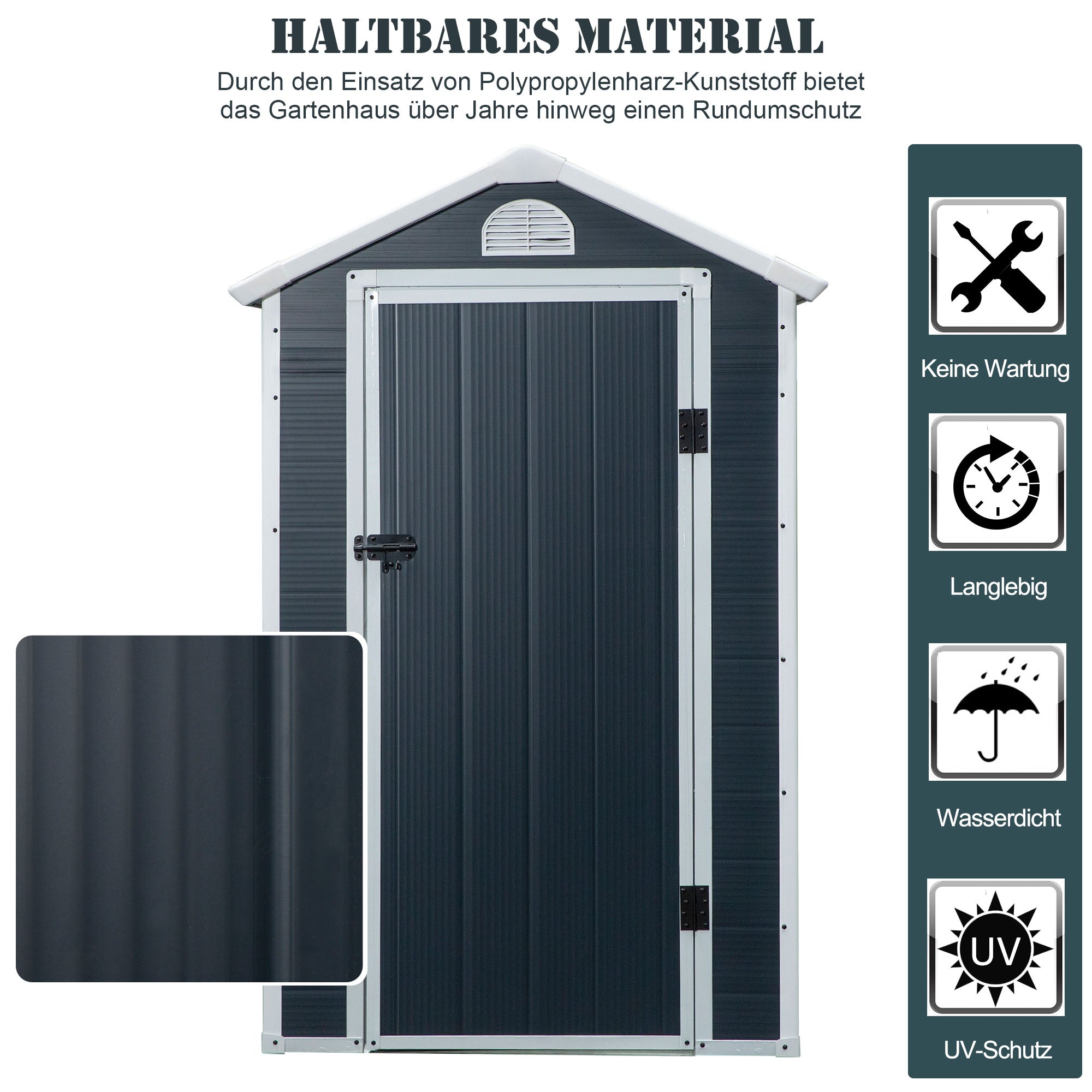 Outsunny Gereedschapsschuur tuinhuis met raam puntdak outdoor metaal grijs