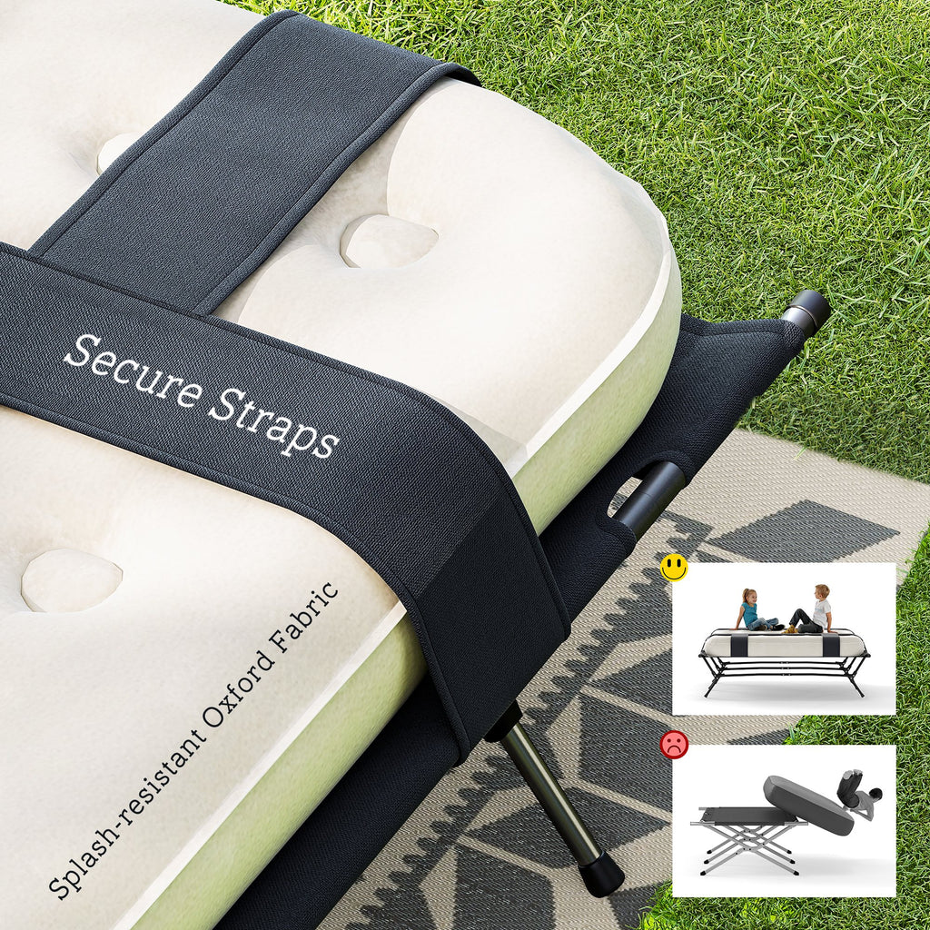 Outsunny Veldbed Kampeerbed met Luchtmatras en Pomp 200 x 153 cm Draagvermogen tot 200 kg Zwart+Khaki