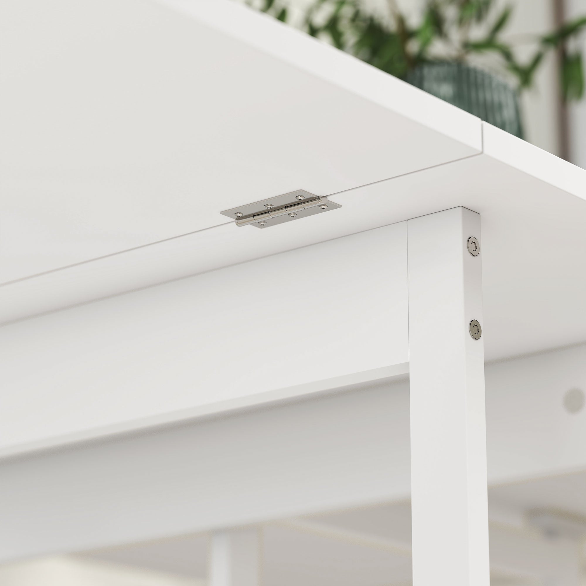 HOMCOM Uitschuifbare Eettafel in Industrieel Ontwerp voor tot 4 Personen, Open Schappen, Flexibel, Metaal, Spaanplaat, Wit