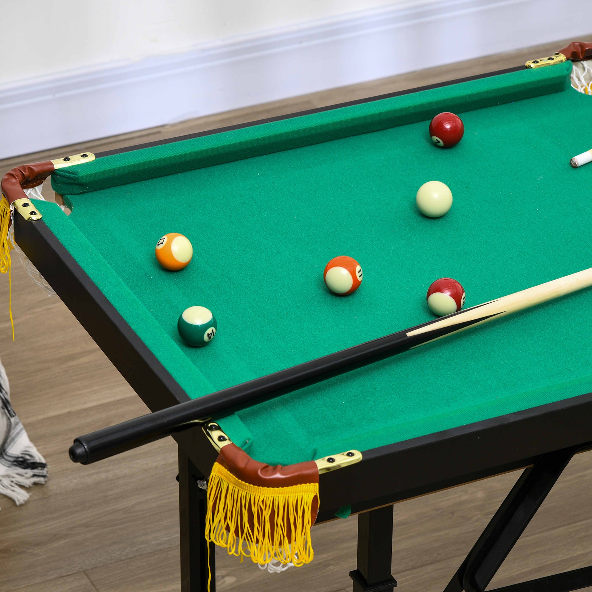 SPORTNOW Biljarttafel, inklapbaar, verstelbare hoogte, incl. driehoek/2 keus/16 ballen, Groen