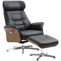 HOMCOM Fauteuil met voetenbank, 360° draaibaar, ligfunctie, leesstoel, zwart, 80 x 84 x 108 cm