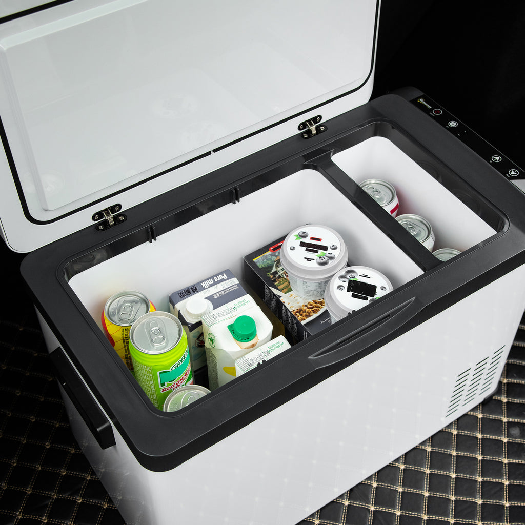 Outsunny Koelbox Auto 30L met Lcd-scherm Compressor Auto Koelkast Elektrische Boot Camper Reizen 12/24V DC en 110-240V AC Wit