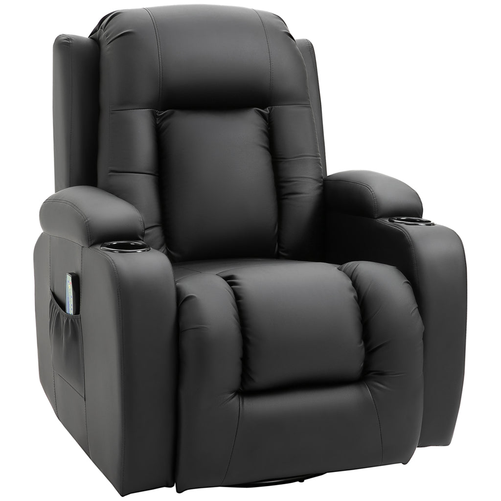 HOMCOM Massagestoel, relaxstoel, schommelfunctie, 8 vibratiepunten, inclusief afstandsbediening, zwart
