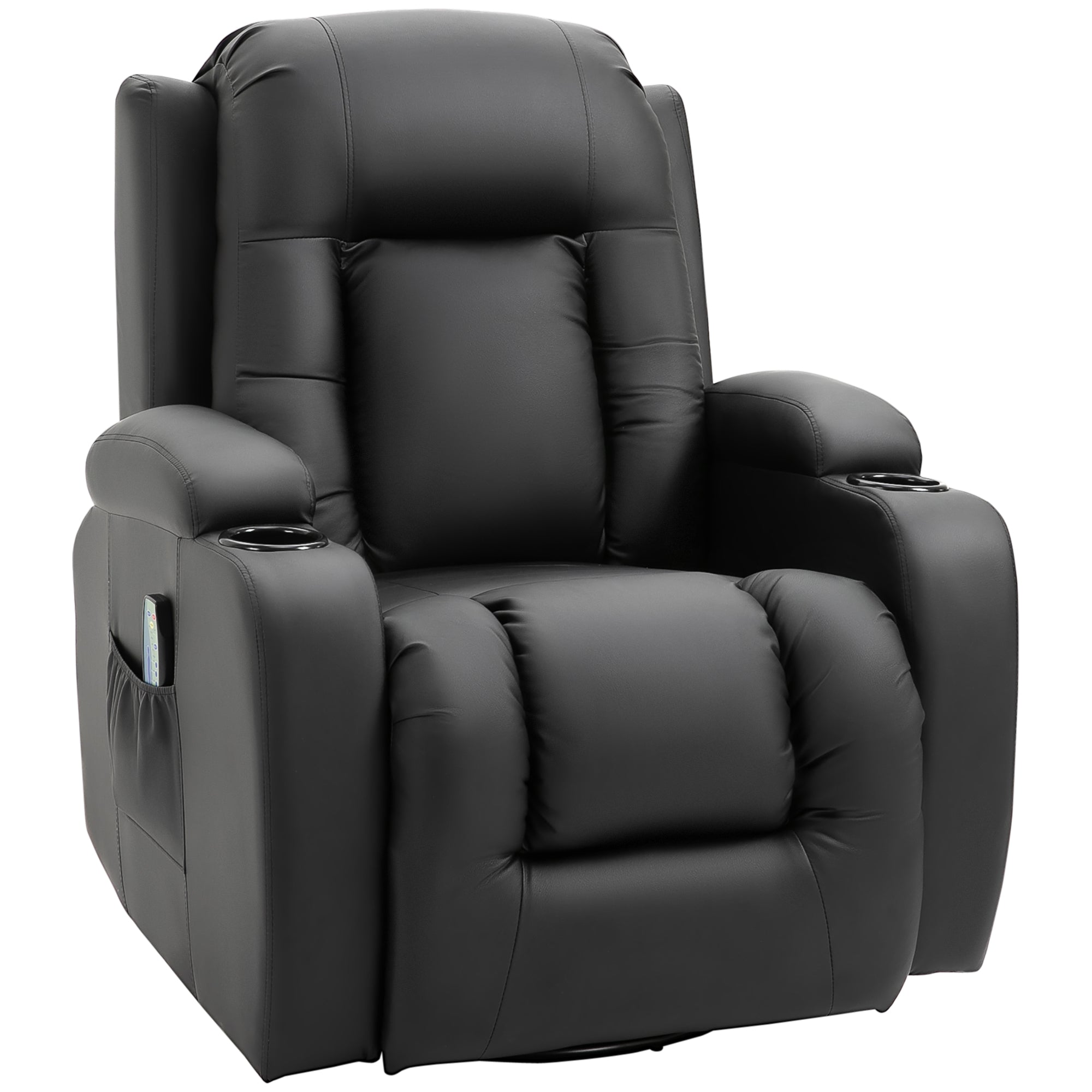 HOMCOM Massagestoel, relaxstoel, schommelfunctie, 8 vibratiepunten, inclusief afstandsbediening, zwart