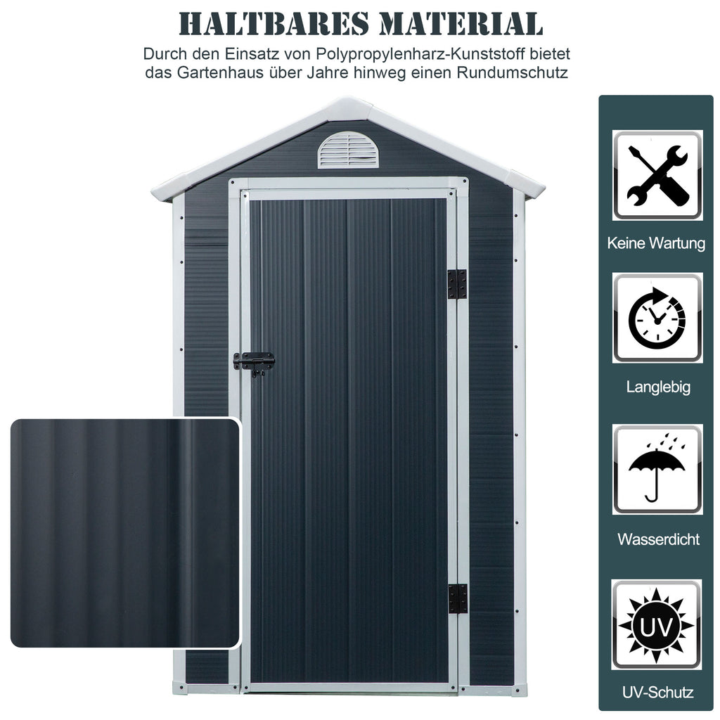 Outsunny Gereedschapsschuur tuinhuis met raam puntdak outdoor metaal grijs