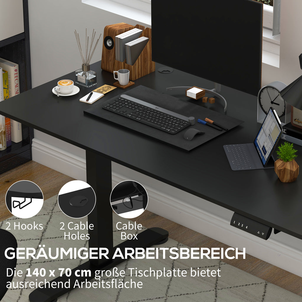 Vinsetto Verstelbaar Zit-Stabureau Computertafel, 140 cm x 70 cm x 116 cm, Zwart