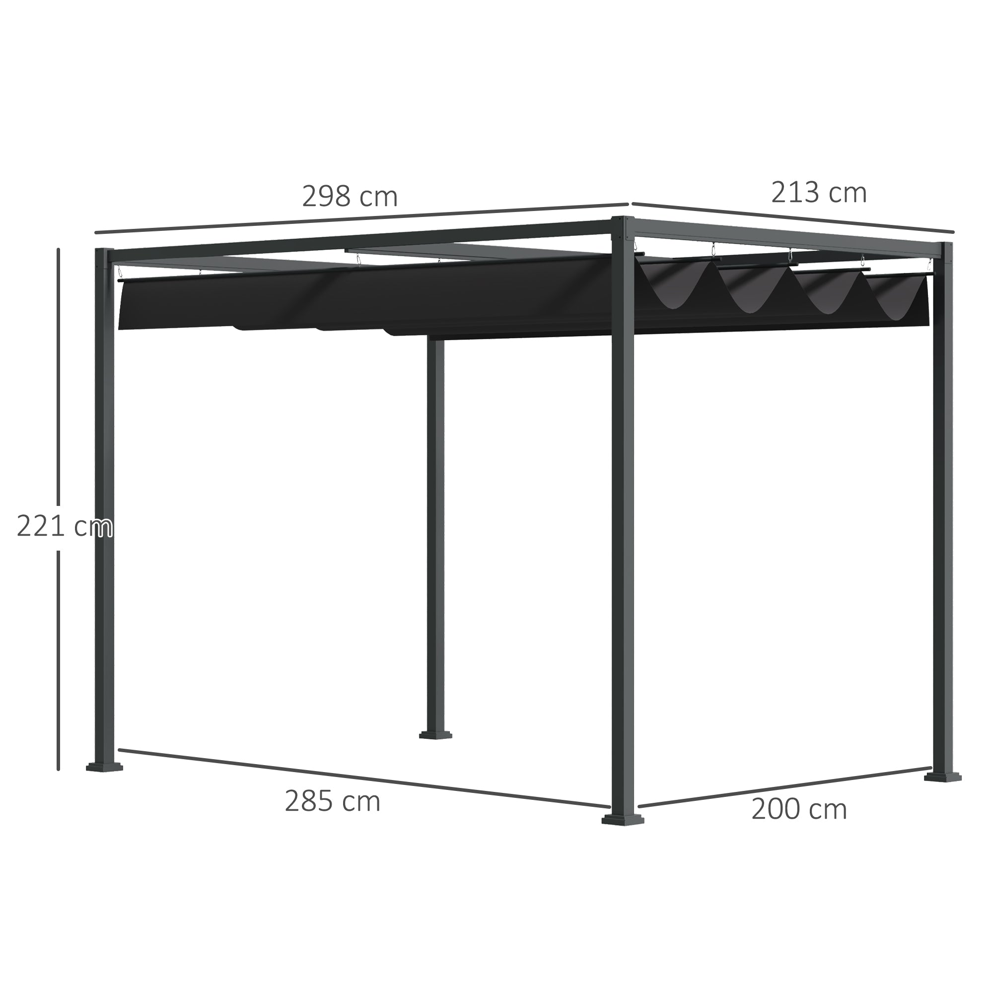 Outsunny Pergola Tuin 298x213x222 cm Polyester Zonnendak voor Tuin