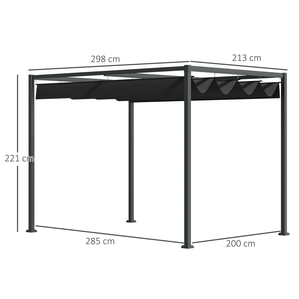 Outsunny Pergola Tuin 298x213x222 cm Polyester Zonnendak voor Tuin