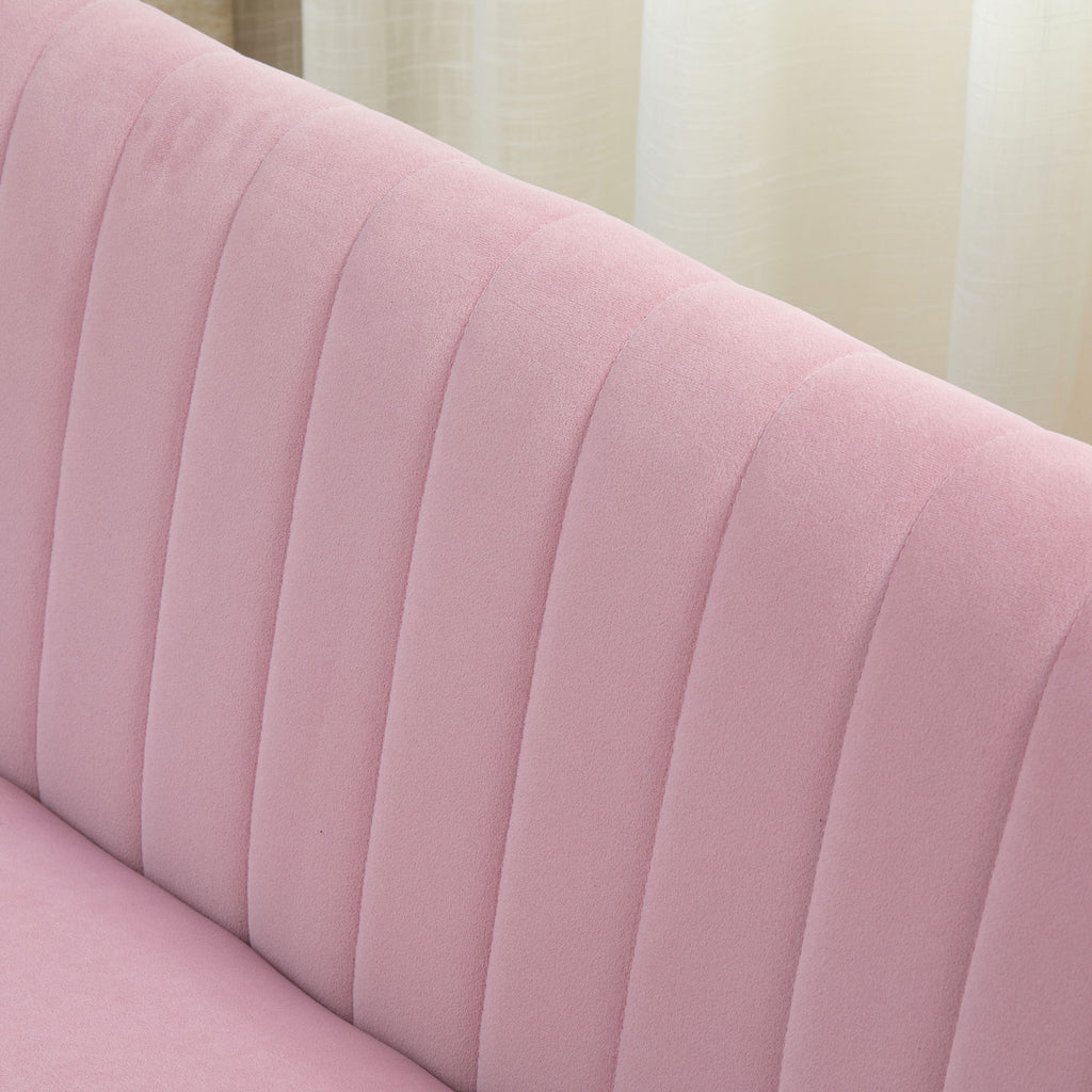 HOMCOM Sofa Retrodesign 2-zitsbank, houten poten, 117 cm x 56,5 cm x 77 cm, Roze