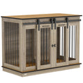 PawHut hondenkooi met 2 deuren, hondenbox, rustiek design, vergrendelbaar, bruin