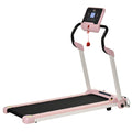 HOMCOM loopband opvouwbaar elektrisch 400 W 1-12 km/u 1.5HP mobiele telefoon houder roze