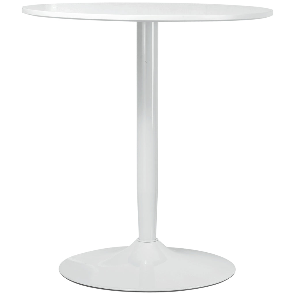 HOMCOM Eettafel voor 2 Personen, Ronde Tafelblad, Stalen Voet, wit, 70 x 70 x 75 cm