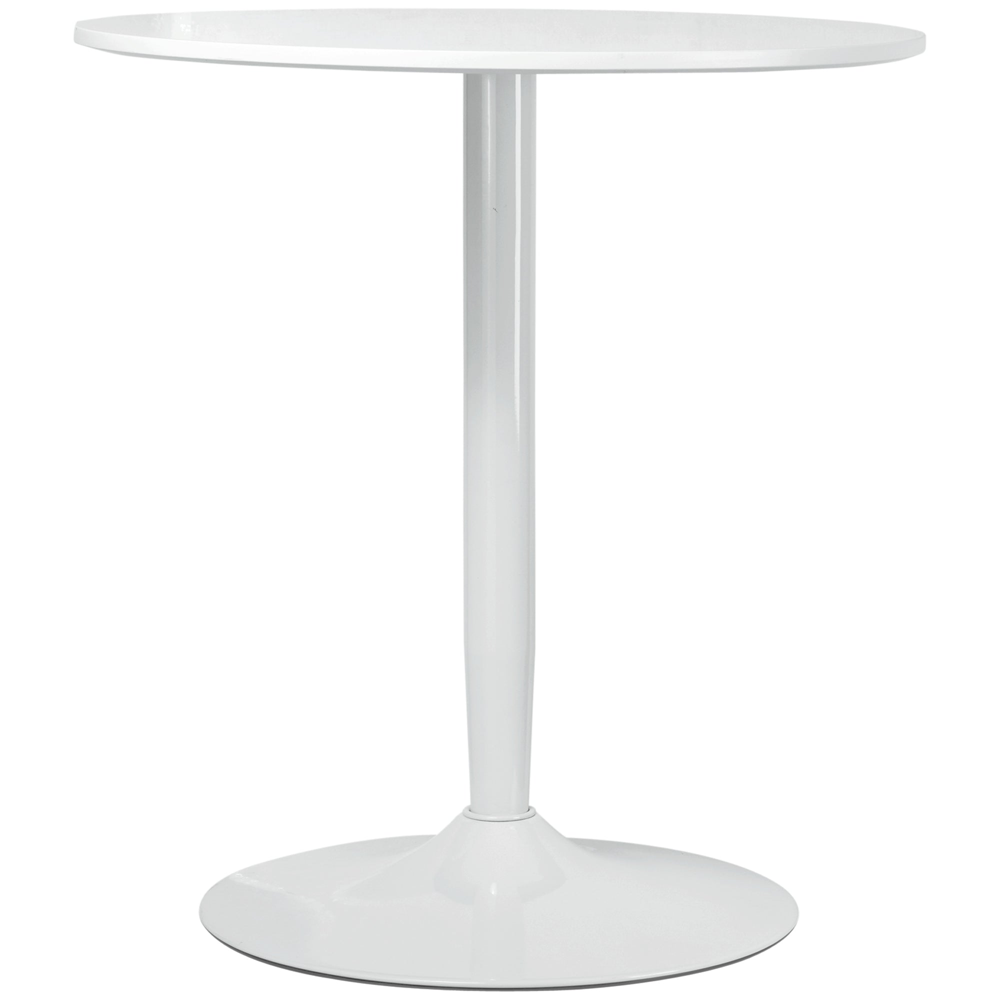 HOMCOM Eettafel voor 2 Personen, Ronde Tafelblad, Stalen Voet, wit, 70 x 70 x 75 cm