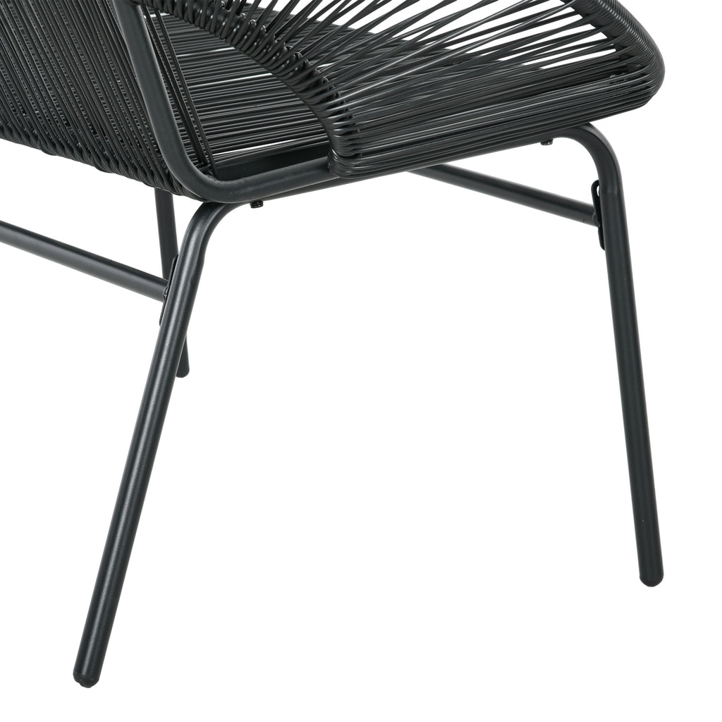 Outsunny Rieten Relaxstoel in Boho-stijl, 132 cm x 72 cm x 83 cm, Zwart