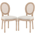HOMCOM 2-delige set eetkamerstoelen keukenstoelen, vintage design, Weense vlechtwerk-look, natuur + crème
