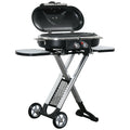 Outsunny Grillkar, inklapbaar, opbergrek, vetopvangbak, roestvrij, aluminium, 100 x 41,6 x 82,5 cm, zwart/zilver