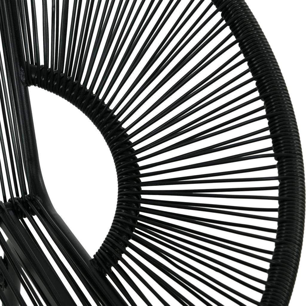 Outsunny Rieten Relaxstoel in Boho-stijl, 132 cm x 72 cm x 83 cm, Zwart