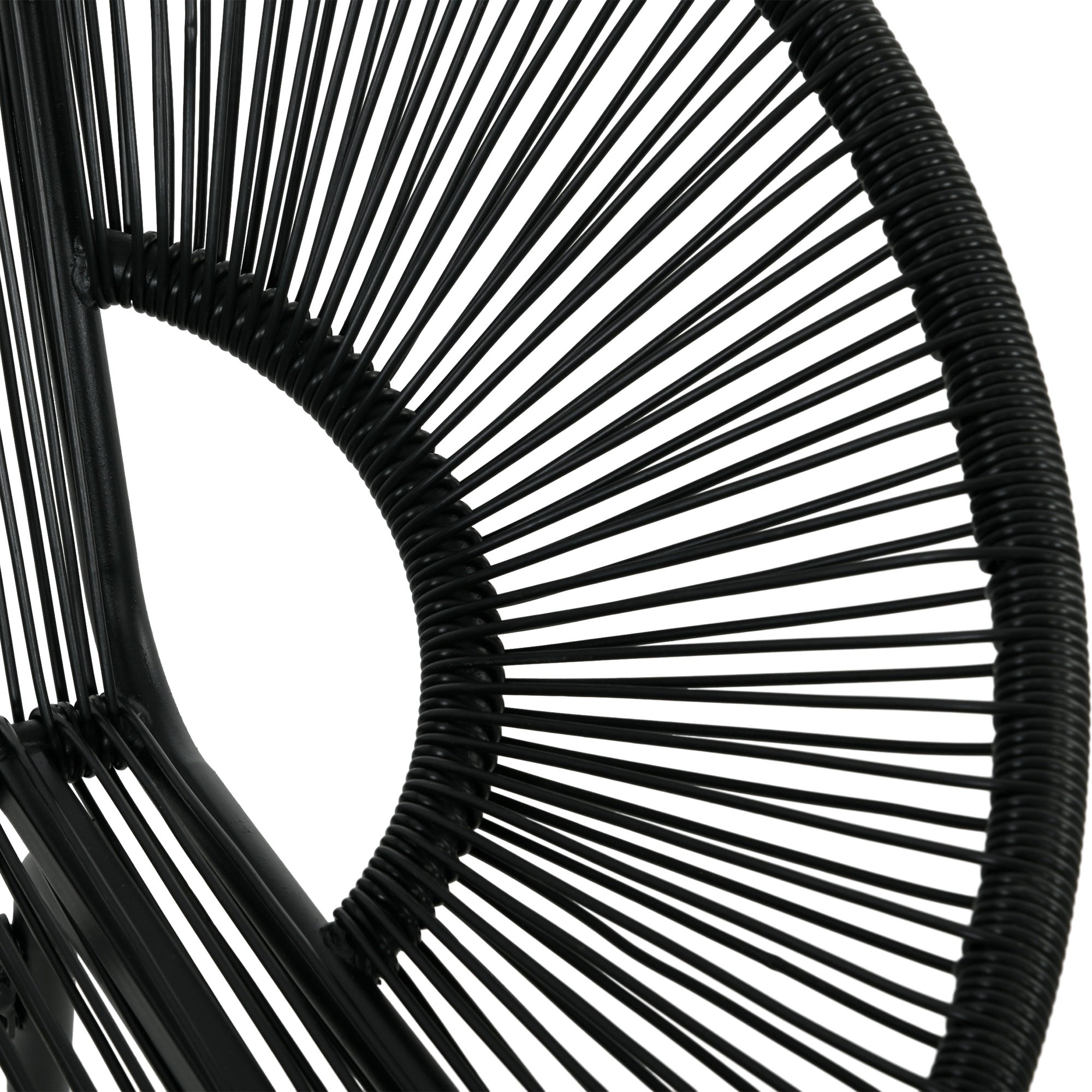 Outsunny Rieten Relaxstoel in Boho-stijl, 132 cm x 72 cm x 83 cm, Zwart