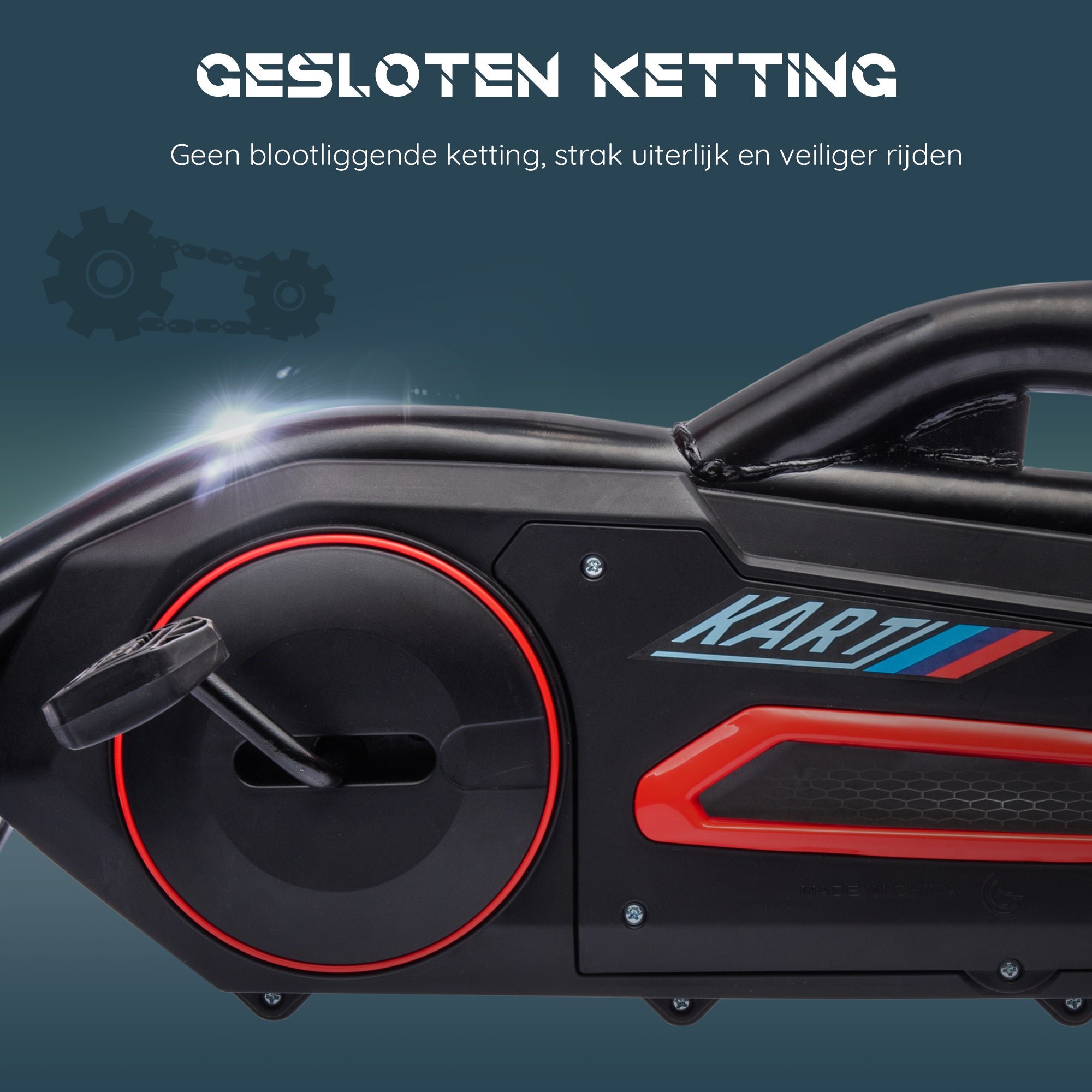 HOMCOM Go-Kart Pedal Go-Kart met Achteruit- en Vooruitversnelling, voor Kinderen van 3 tot 8 Jaar, Rood+Zwart