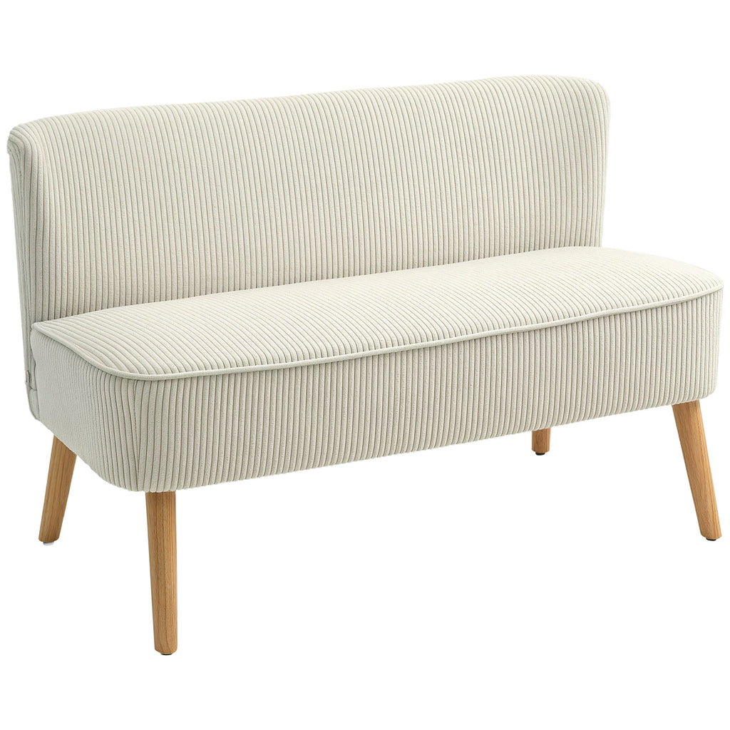 HOMCOM Tweezitsbank, Zachte Bekleding, Onderhoudsvriendelijk, Tot 150 kg Belastbaar, 117 x 56,5 x 77 cm, Crème Wit