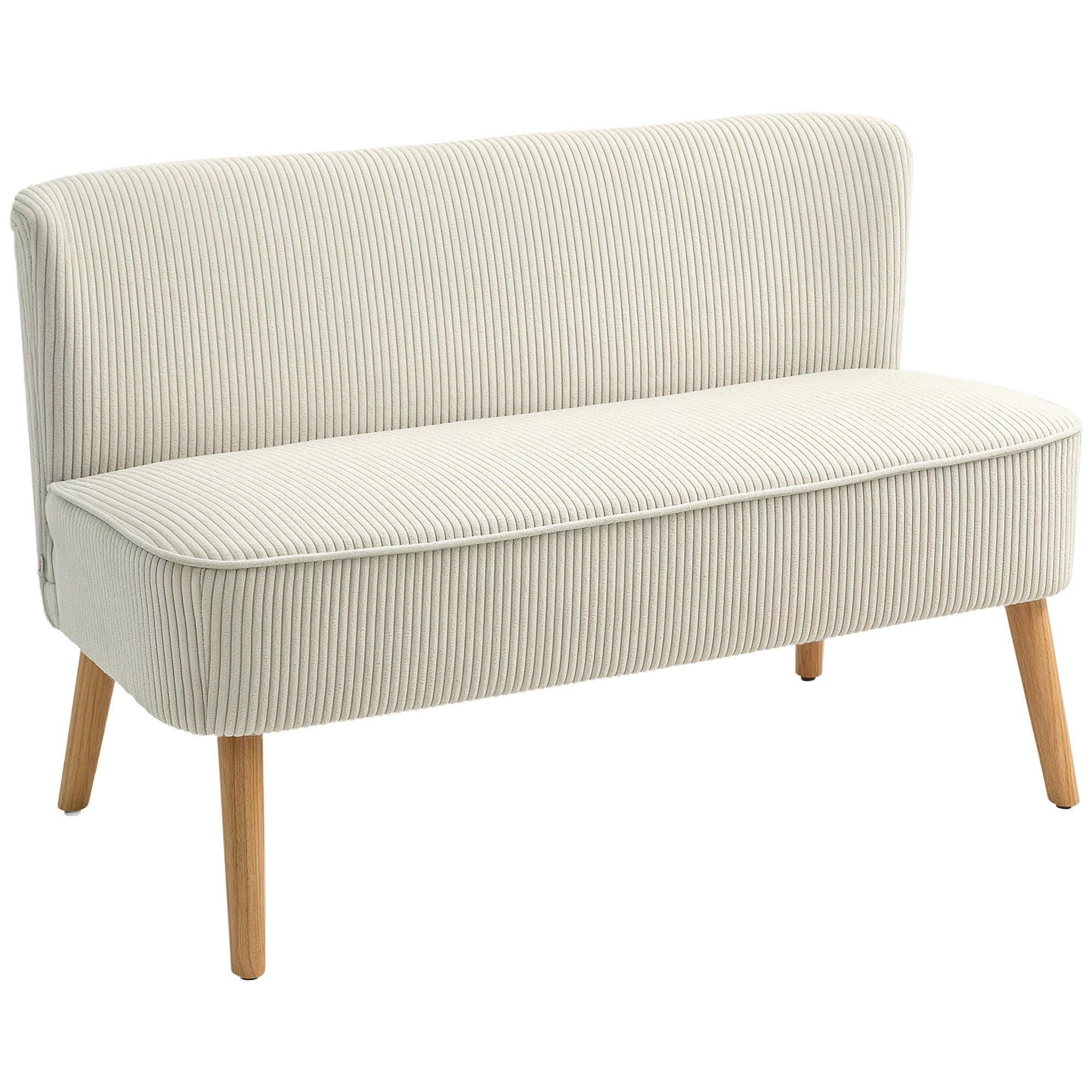 HOMCOM Tweezitsbank, Zachte Bekleding, Onderhoudsvriendelijk, Tot 150 kg Belastbaar, 117 x 56,5 x 77 cm, Crème Wit