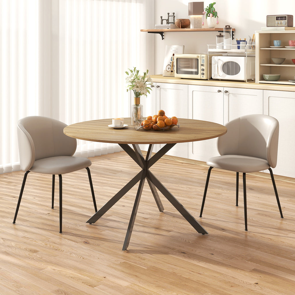 HOMCOM Ronde Eettafel voor 4 Personen, Keukentafel in Industriële Stijl met Stalen Poten, voor Eetkamer, Keuken, Eiken
