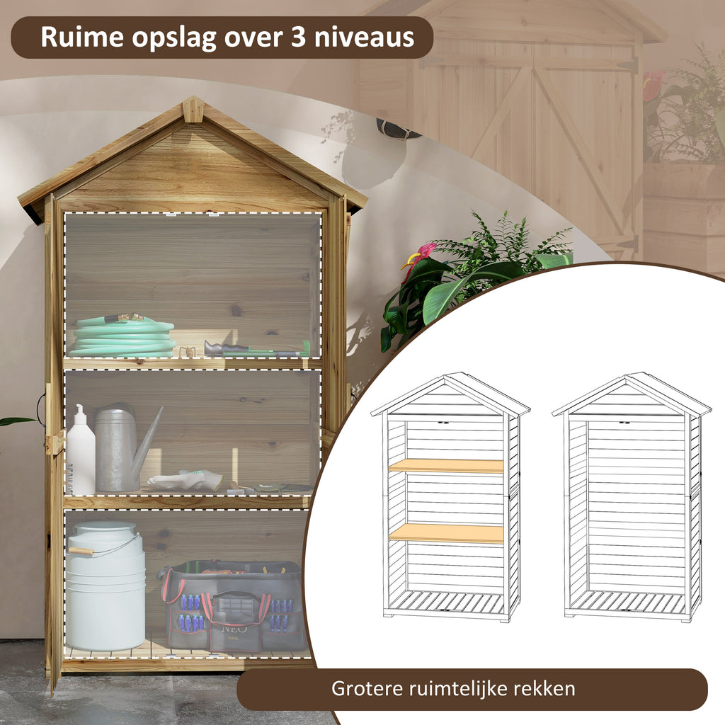 Outsunny Tuinhuis Tuinschuur Tuinkast, weerbestendig, vintage design, 102 cm x 54 cm x 177 cm, Natuur